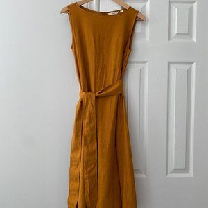 Uniqlo Linen Dress Mustard Yellow